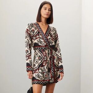 FARM Rio Womens Black Printed Mini Party Wrap Dress XS